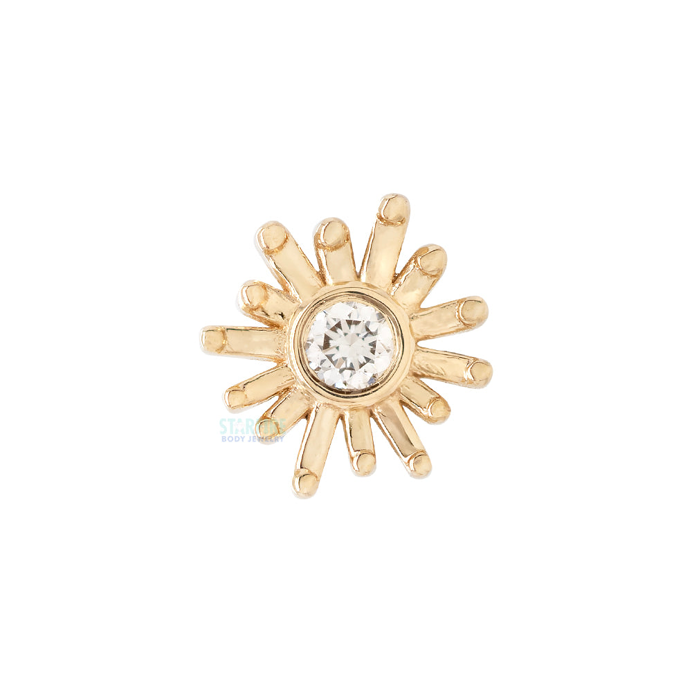 "Sunray" Threaded End in Gold & Platinum with Diamond