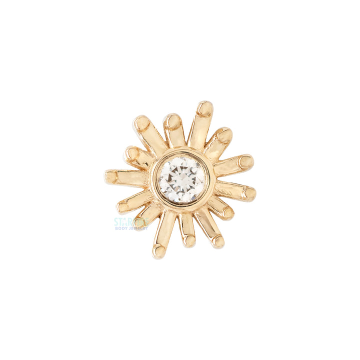 "Sunray" Threaded End in Gold & Platinum with Diamond