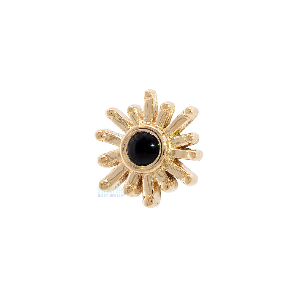 "Sunray" Threaded End in Gold & Platinum with Onyx Cabochon