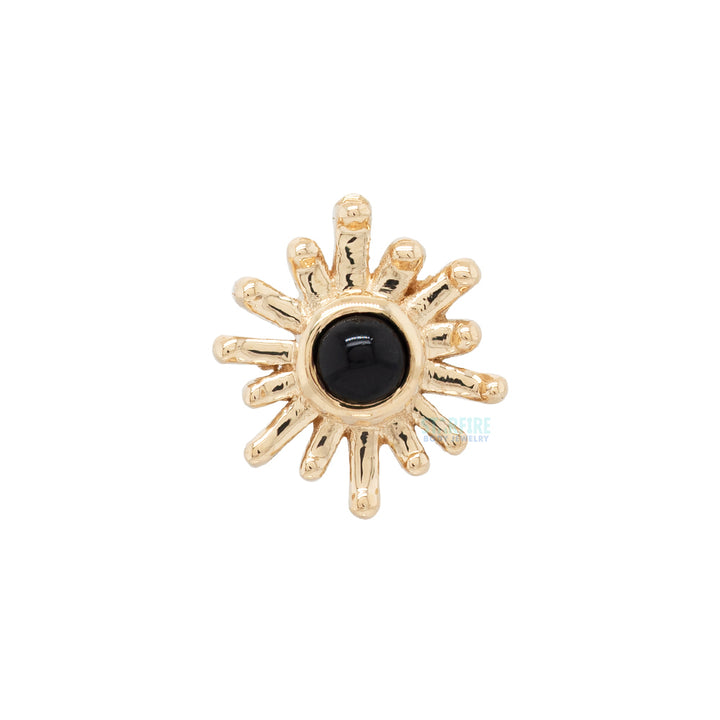 "Sunray" Threaded End in Gold & Platinum with Onyx Cabochon