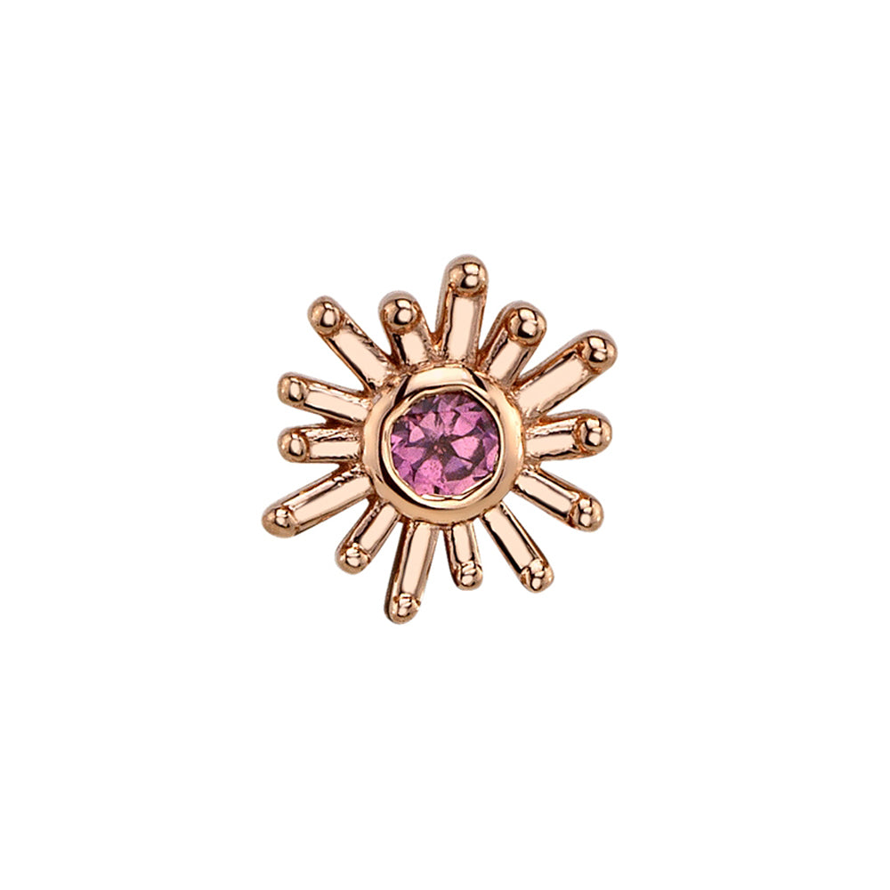 "Sunray" Threaded End in Gold with Pink Tourmaline