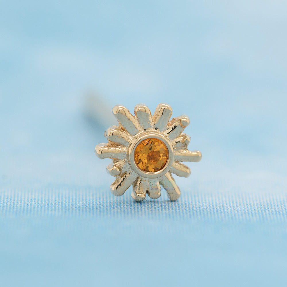 "Sunray" Nostril Screw in Gold with Citrine