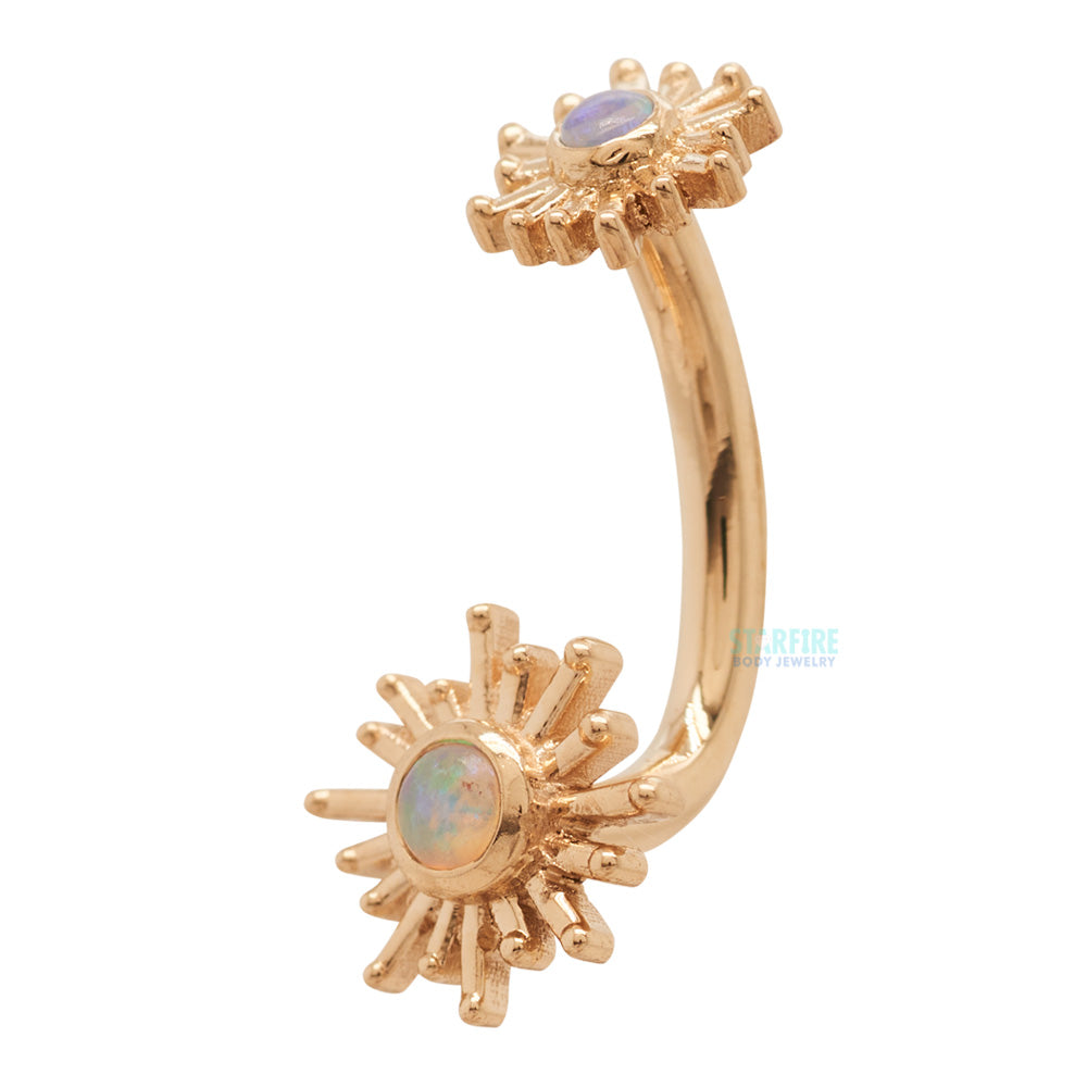 "Sunshine" J Curve in Gold & Platinum with Genuine White Opal