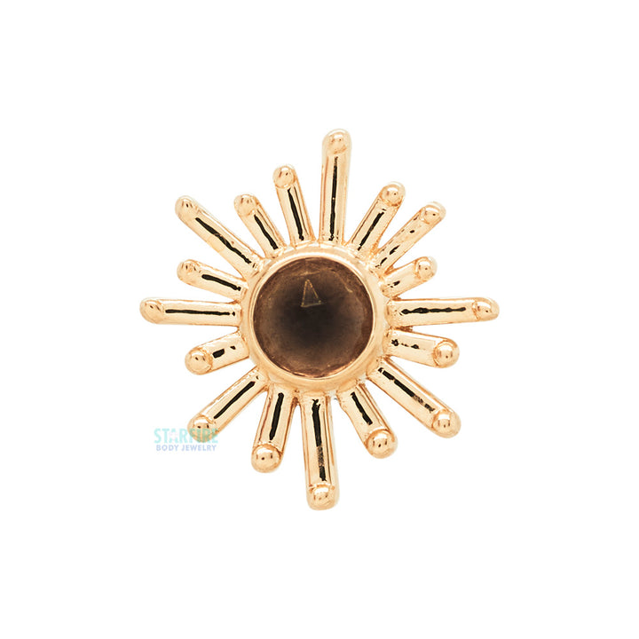 "Sunray" Threaded End in Gold & Platinum with Rose Cut Smoky Quartz