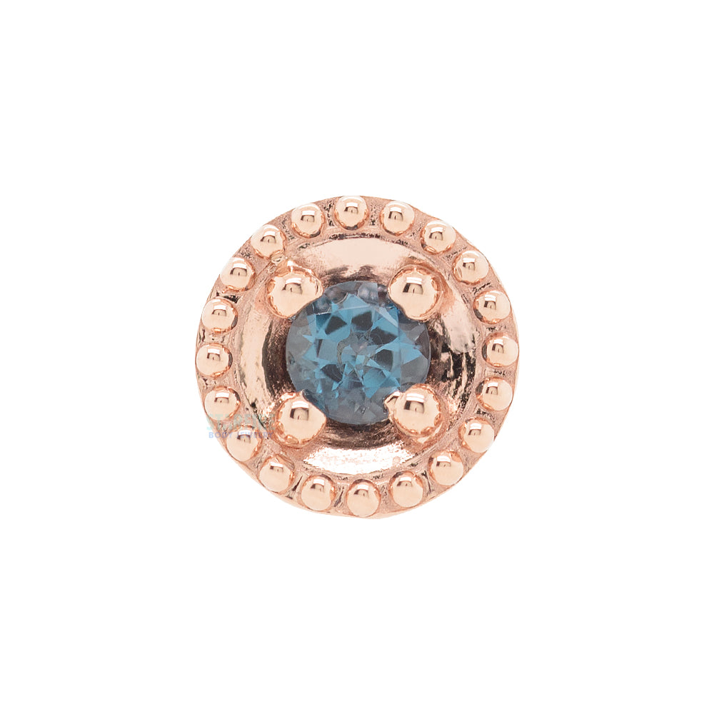 Round Harlequin Nostril Screw in Gold with London Blue Topaz