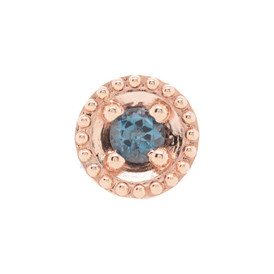 Round Harlequin Nostril Screw in Gold with London Blue Topaz