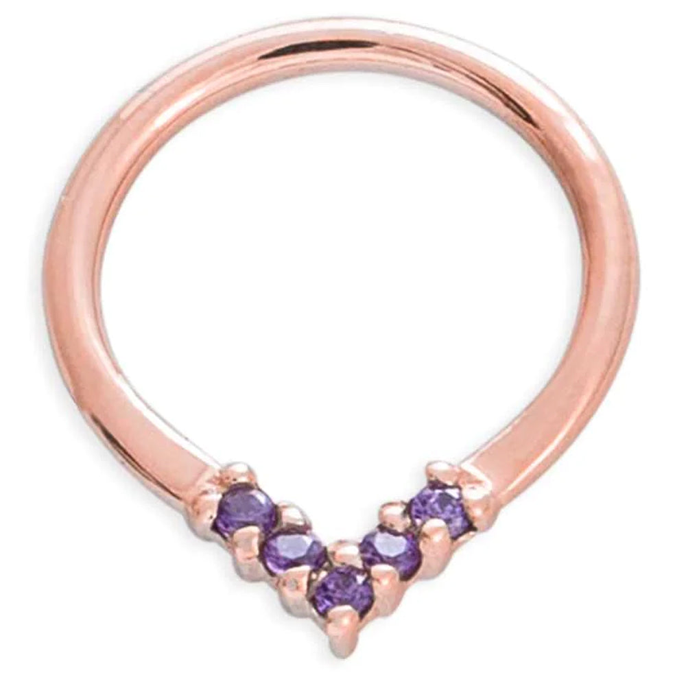 "Apex" Continuous Ring in Gold with Gemstones - 18 ga.
