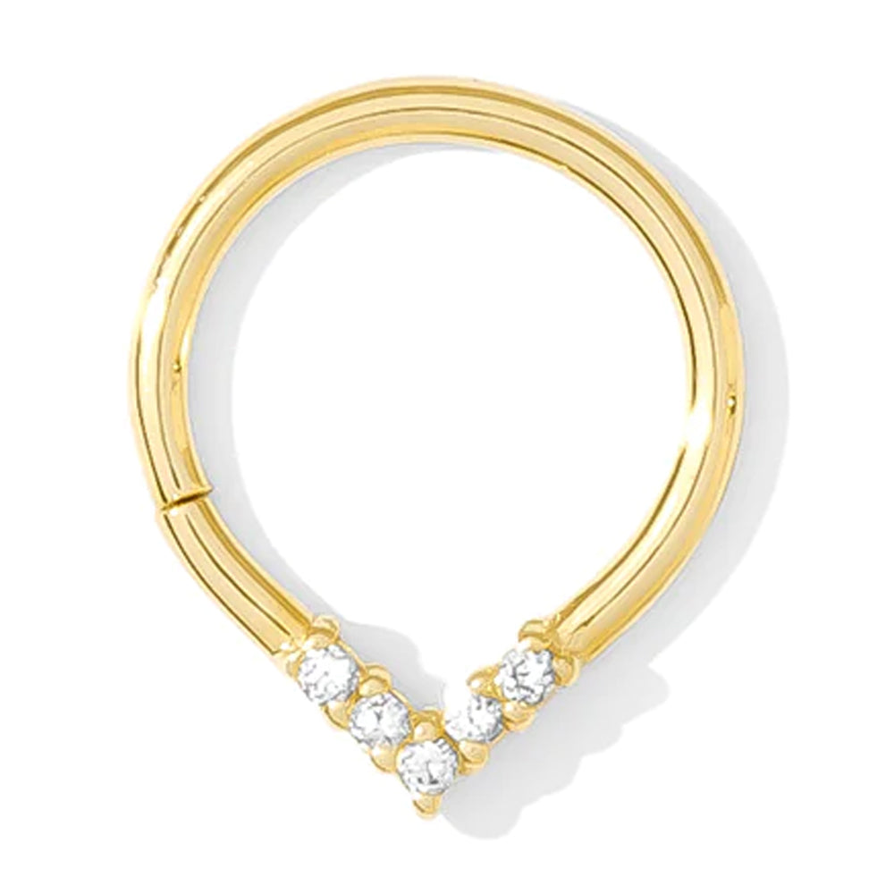 "Apex" Continuous Ring in Gold with Gemstones - 16 ga.