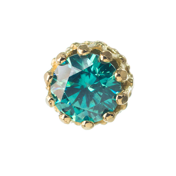 4mm "King" Crown Threaded End in Gold with Brilliant-Cut Gem