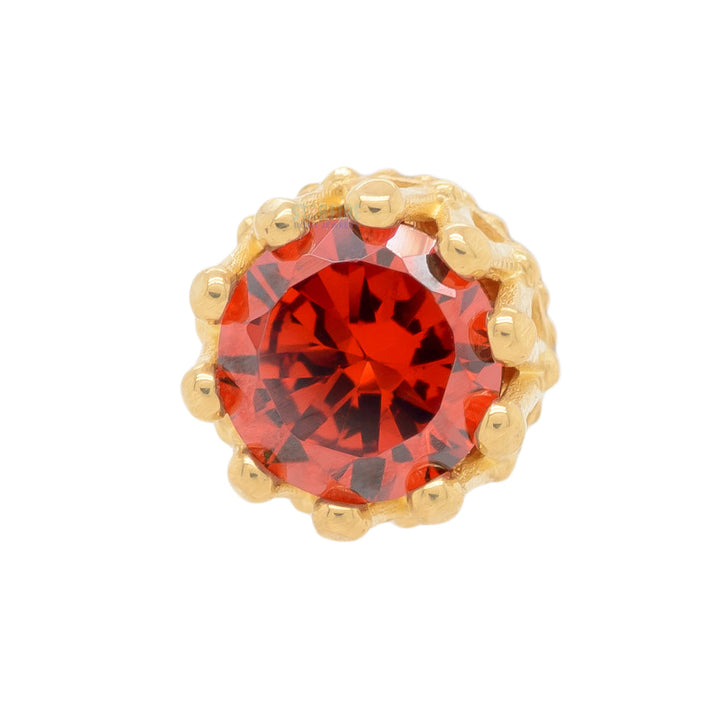4mm "King" Crown Threaded End in Gold with Brilliant-Cut Gem