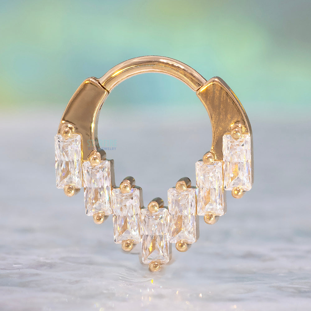 "Acacia" Hinge Ring in Gold & Platinum with White CZ's