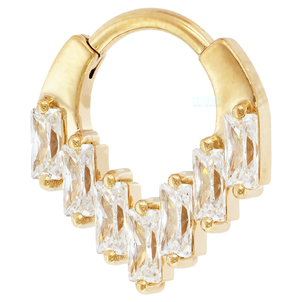 "Acacia" Hinge Ring in Gold & Platinum with White CZ's