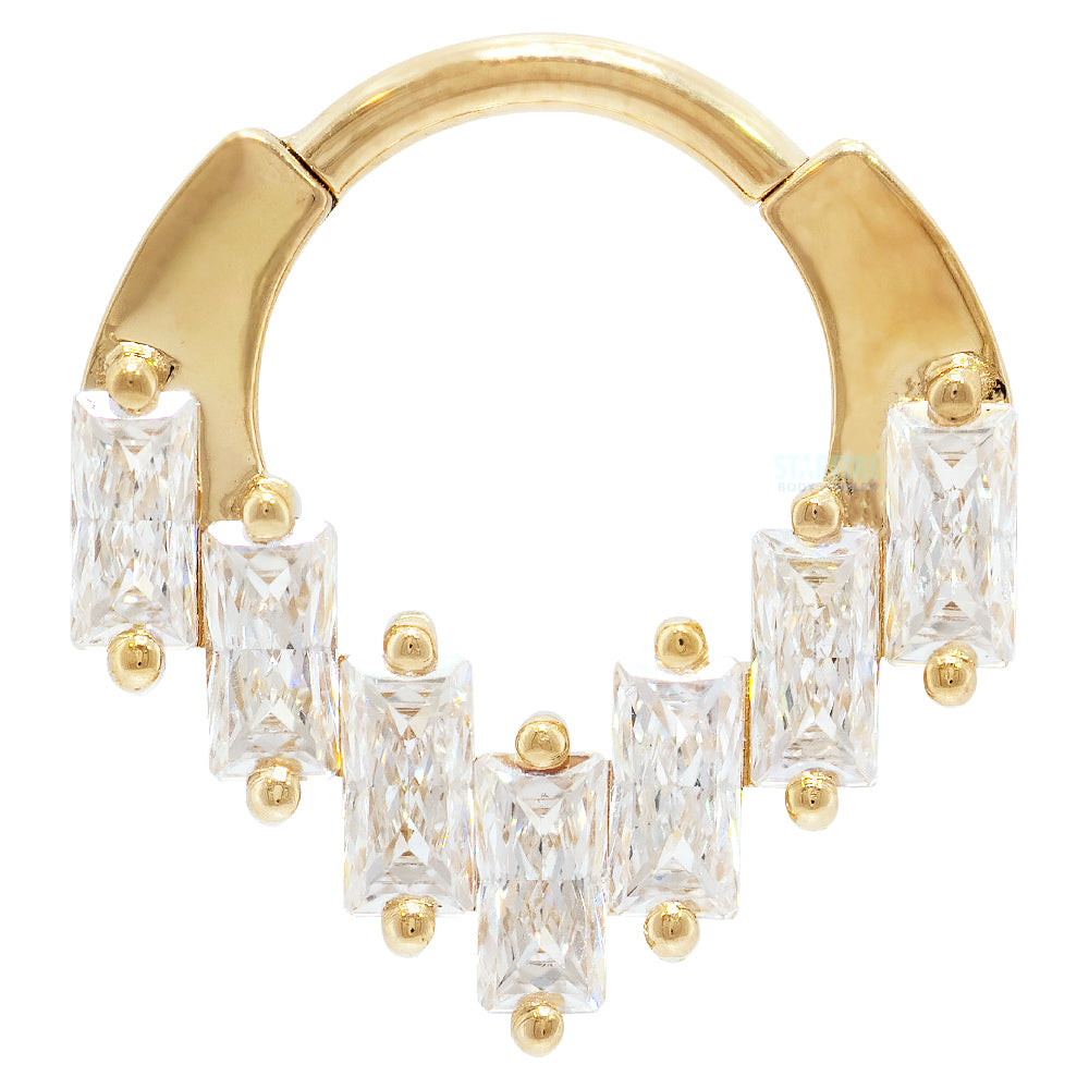 "Acacia" Hinge Ring in Gold & Platinum with White CZ's