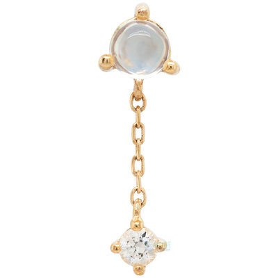 threadless: "Bianca" End with Dangle in Gold with Moonstone & White Sapphire