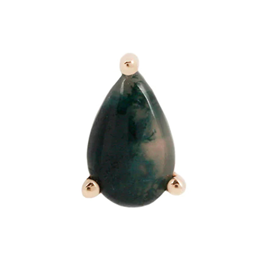 threadless: Prong-Set Pear End in Gold with Moss Agate