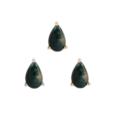 threadless: Prong-Set Pear End in Gold with Moss Agate
