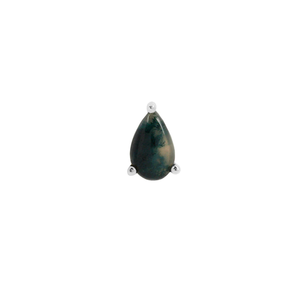 threadless: Prong-Set Pear End in Gold with Moss Agate