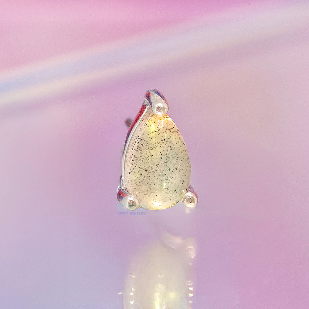 threadless: Prong-Set Pear End in Gold with Labradorite