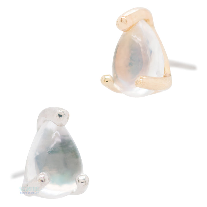threadless: Prong-Set Pear End in Gold with Rainbow Moonstone
