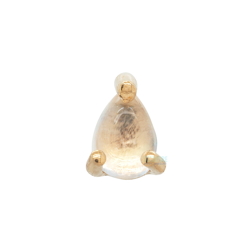 threadless: Prong-Set Pear End in Gold with Rainbow Moonstone