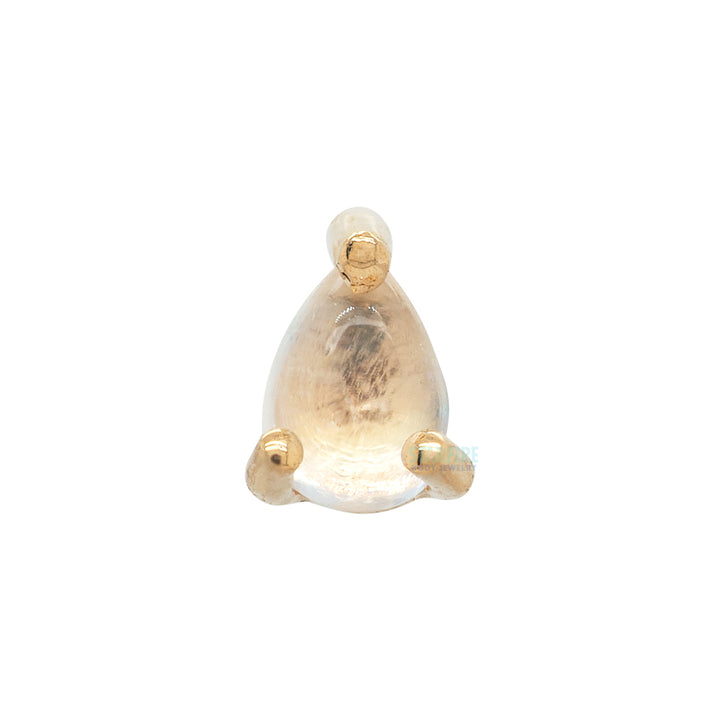 threadless: Prong-Set Pear End in Gold with Rainbow Moonstone