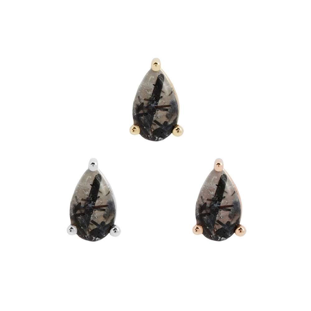 threadless: Prong-Set Pear End in Gold with Tourmalated Quartz