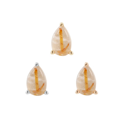 threadless: Prong-Set Pear End in Gold with Rutilated Quartz