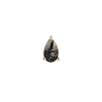 threadless: Prong-Set Pear End in Gold with Tourmalated Quartz