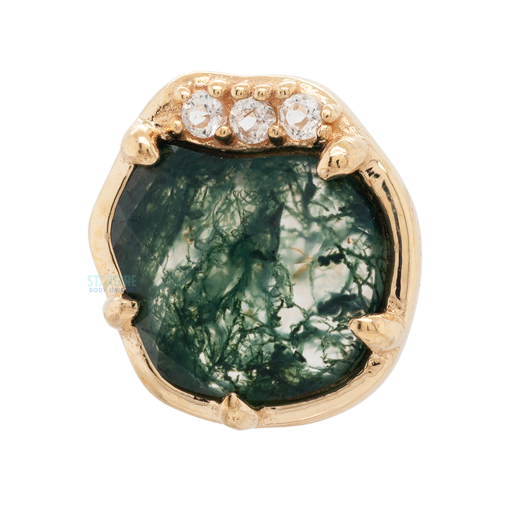 threadless: "Vision" End in Gold with Moss Agate & Topaz'