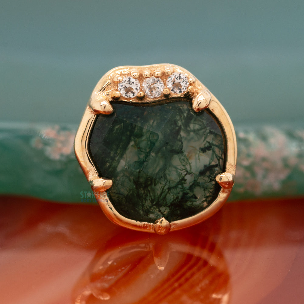 threadless: "Vision" End in Gold with Moss Agate & Topaz'