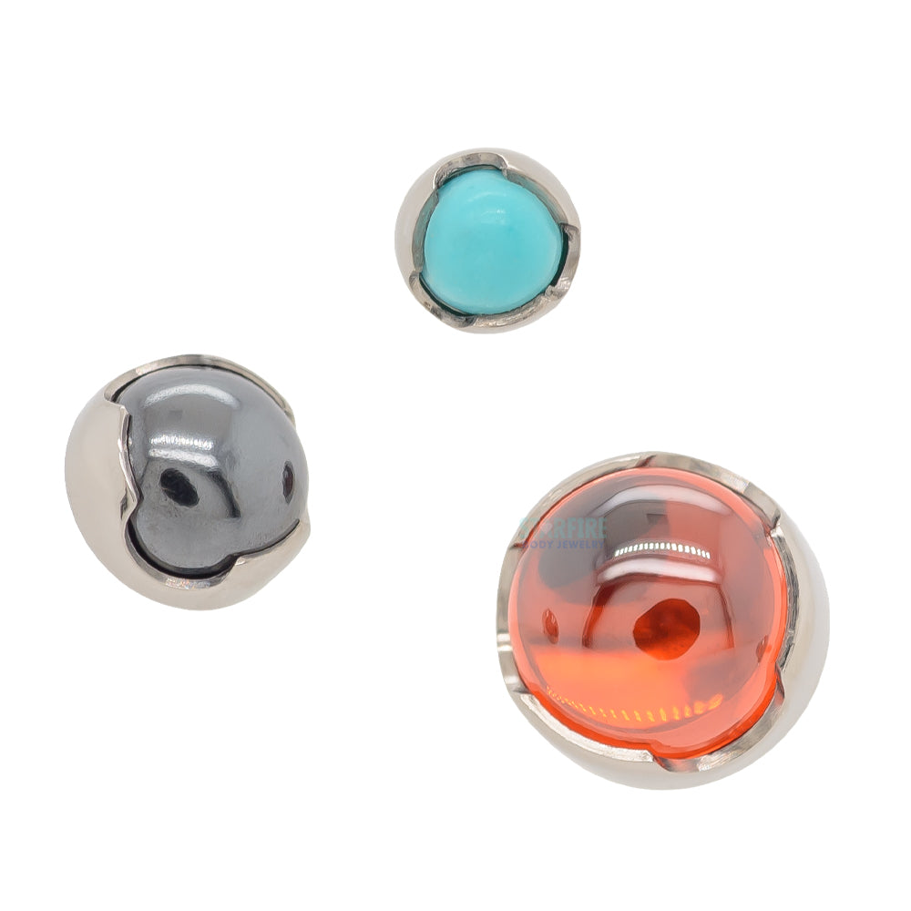 Prong-Set Natural Stone Cabochon Threaded End