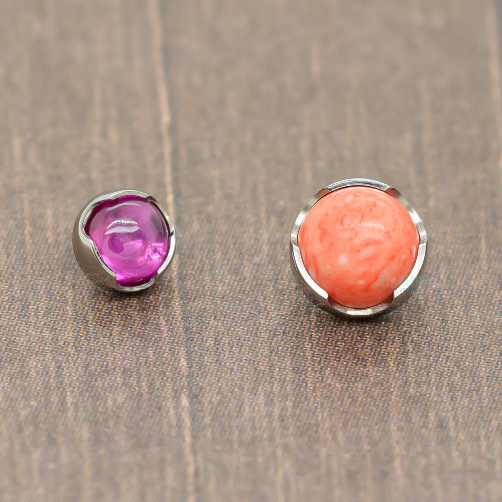 Prong-Set Natural Stone Cabochon Threaded End