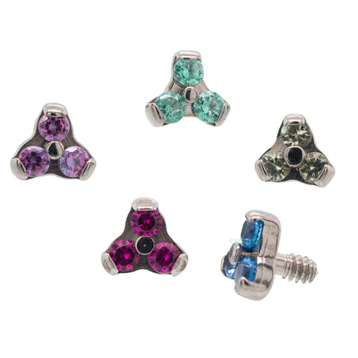 1mm Faceted Gems in Trinity (Menage a Trois) Threaded End