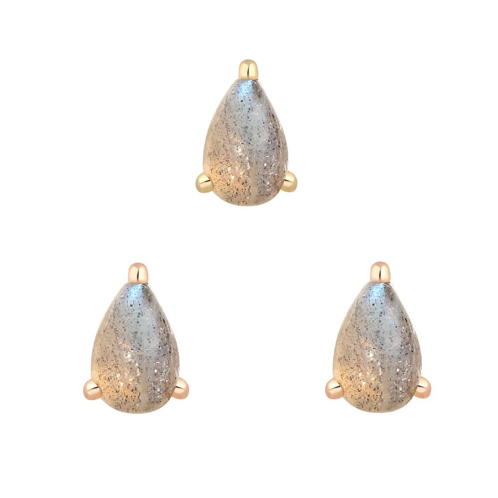 threadless: Prong-Set Pear End in Gold with Labradorite