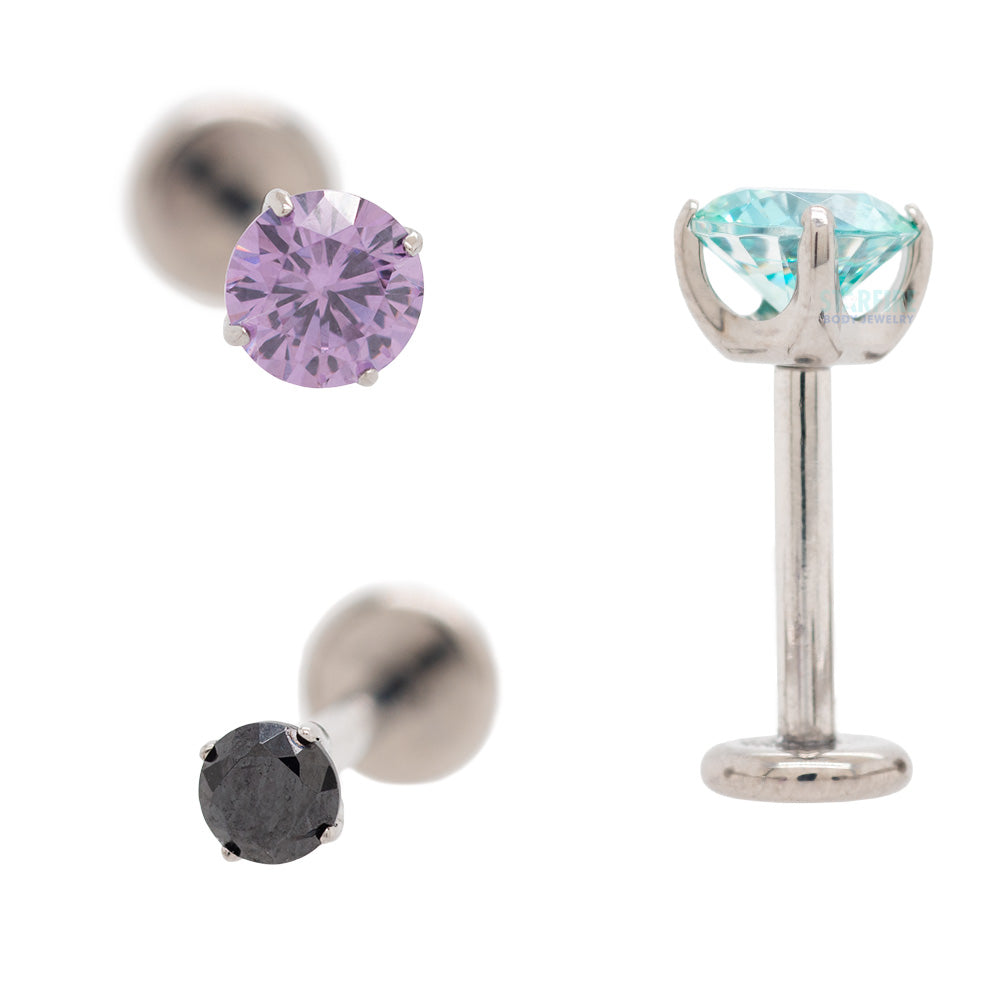"Tiffany" Prong-Set Brilliant-Cut Gem - on flatback