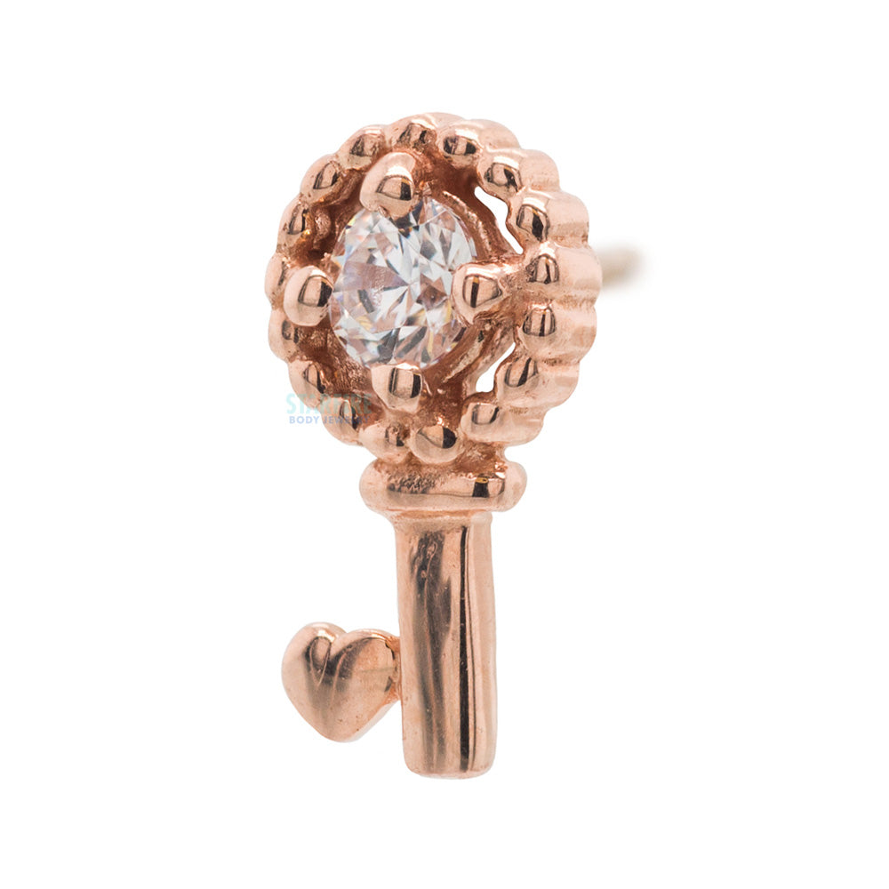 Junipurr Jewelry threadless: Key with Heart End in Gold with CZ ...