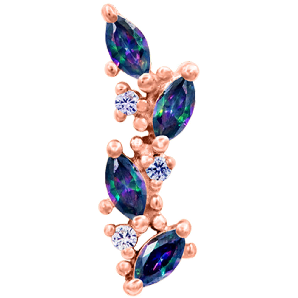 "Andreia" Threaded End in Gold with Mystic Topaz & Alexandrite CZ's