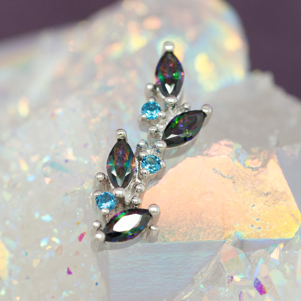 "Andreia" Threaded End in Gold with Mystic Topaz & Alexandrite CZ's