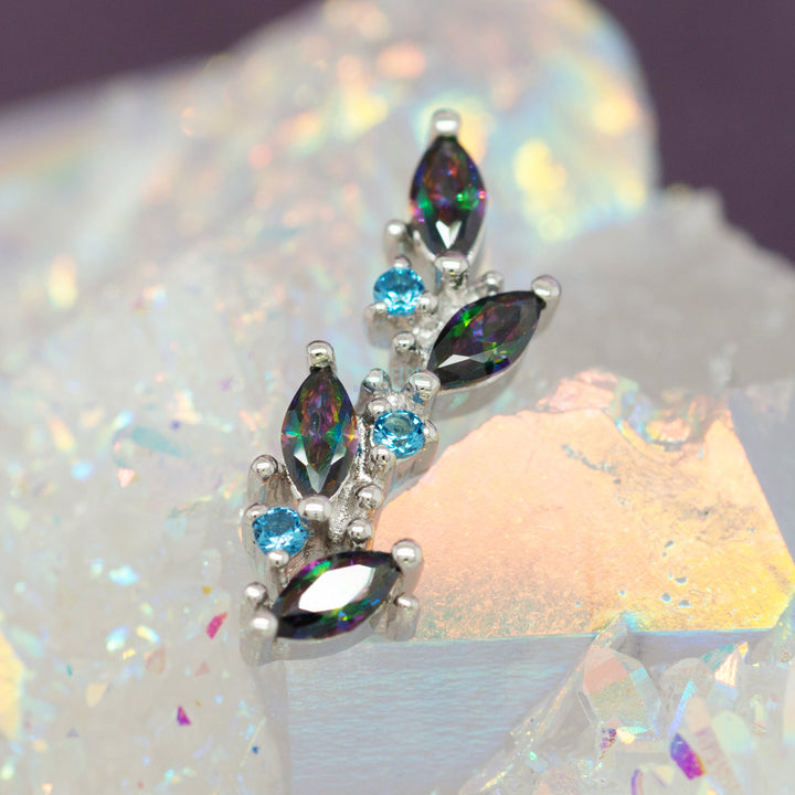 "Andreia" Threaded End in Gold with Mystic Topaz & Alexandrite CZ's