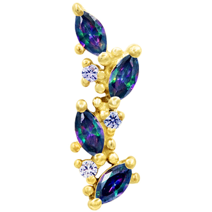 "Andreia" Threaded End in Gold with Mystic Topaz & Alexandrite CZ's