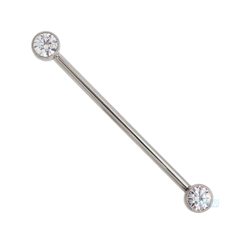 Faceted Gem Forward Facing Industrial Barbell in Bezel