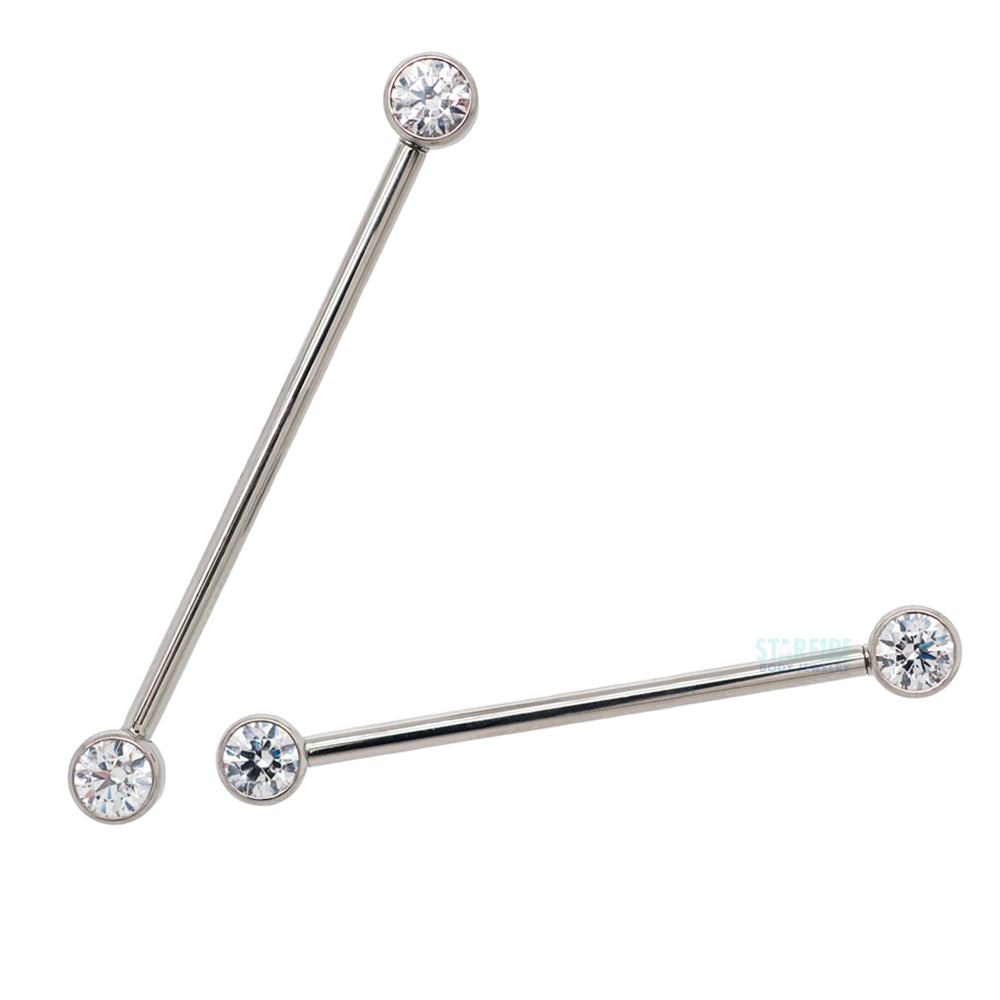Industrial Strength 4mm Faceted Gem Forward Facing Industrial Barbell