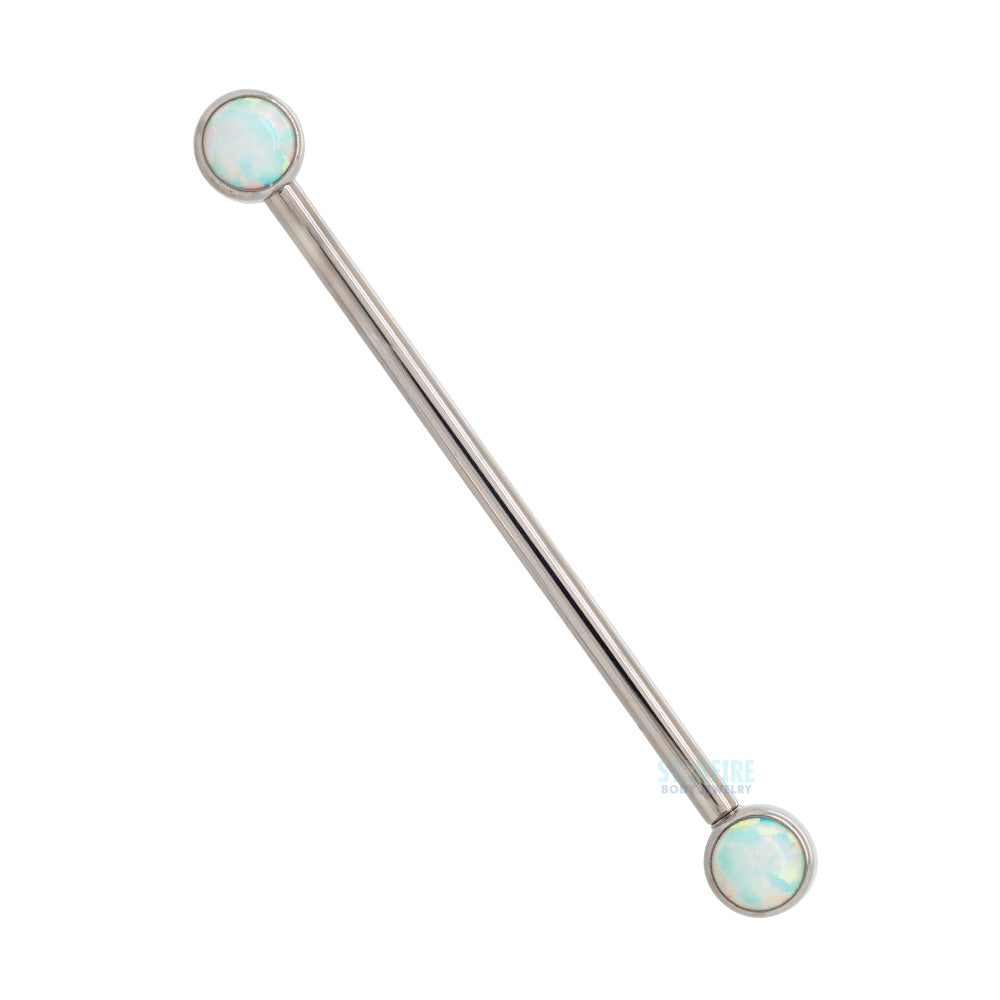 Opal Forward Facing Industrial Barbell in Bezel