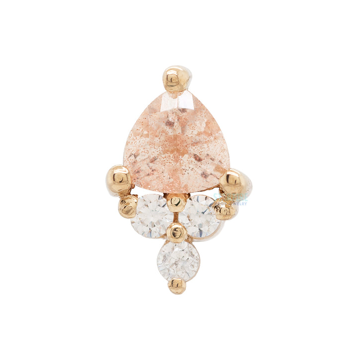 "Tau" Threaded End in Gold with Oregon Sunstone & White CZ's