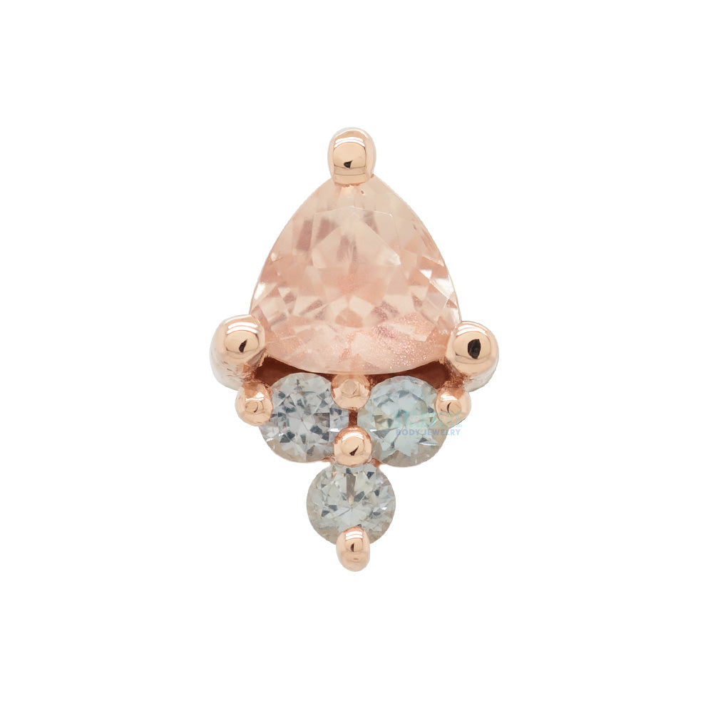 "Tau" Threaded End in Gold with Oregon Sunstone & Grey Sapphires