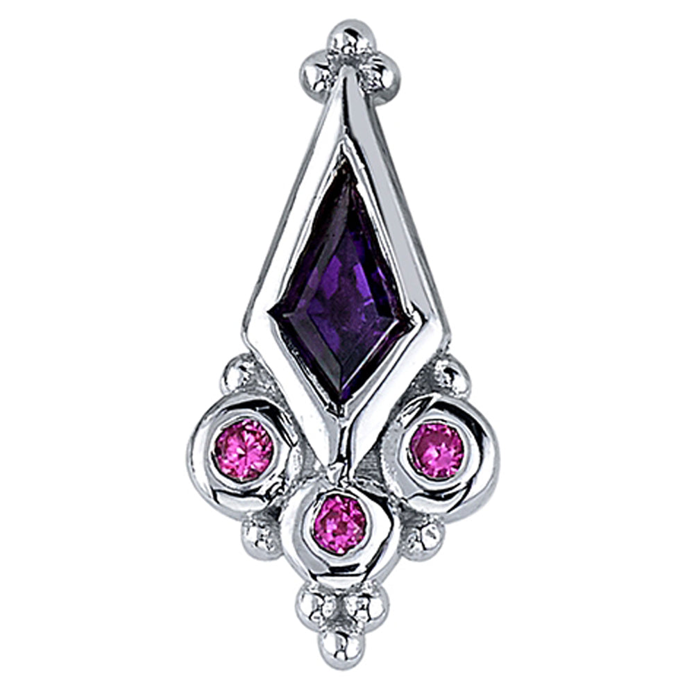 "Temptress" Threaded End in Gold with Amethyst & Hot Pink Sapphires