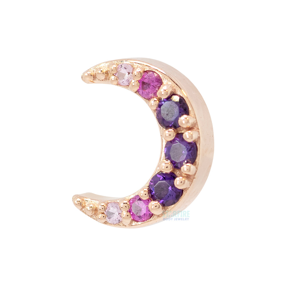 "Jula" Threaded End in Gold & Platinum with Amethyst, Hot Pink Sapphire & Light Pink Sapphire's