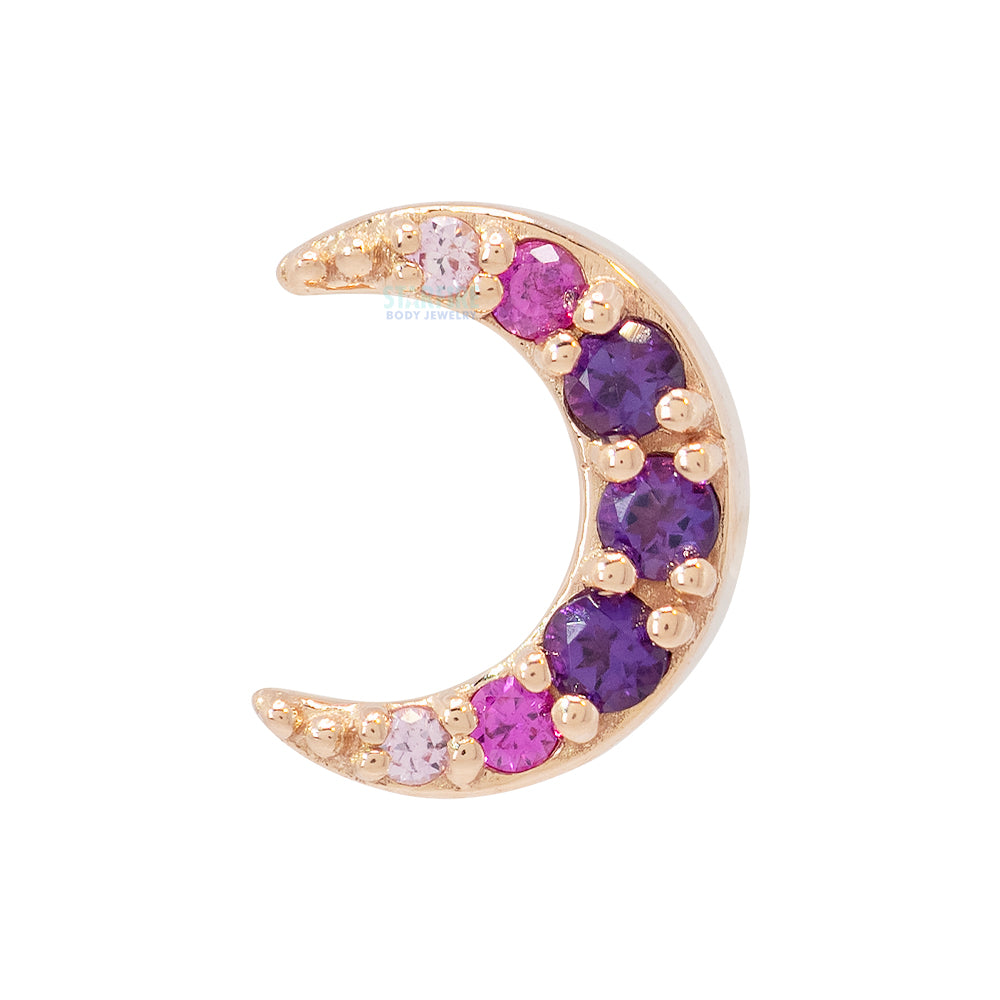 "Jula" Threaded End in Gold & Platinum with Amethyst, Hot Pink Sapphire & Light Pink Sapphire's