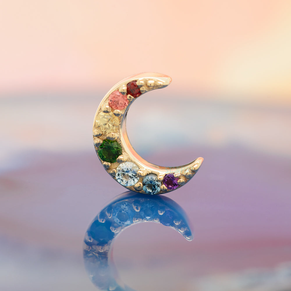 "Jula" Threaded End in Gold Rainbow with Genuine Gemstones