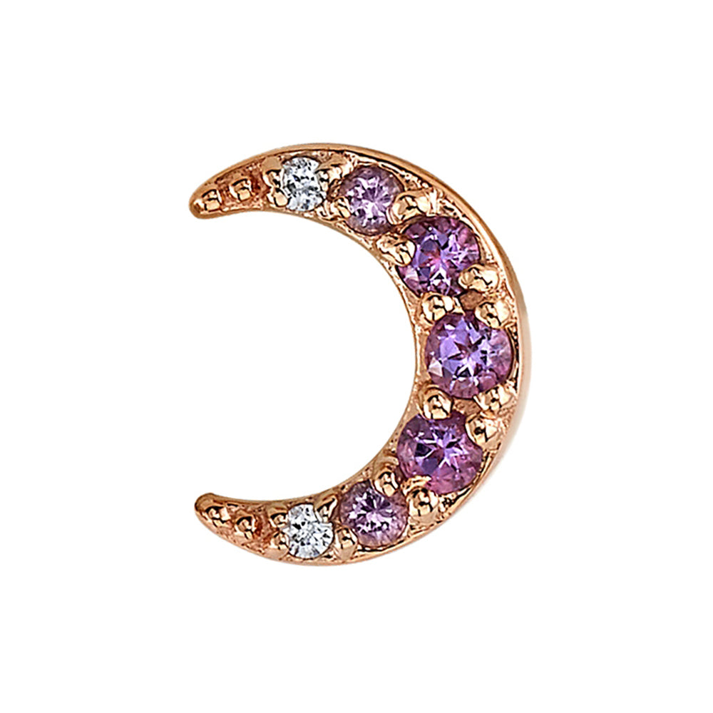 "Jula" Threaded End in Gold with Gradient Gemstones: Genuine Amethyst, Light Amethyst & DIAMONDS